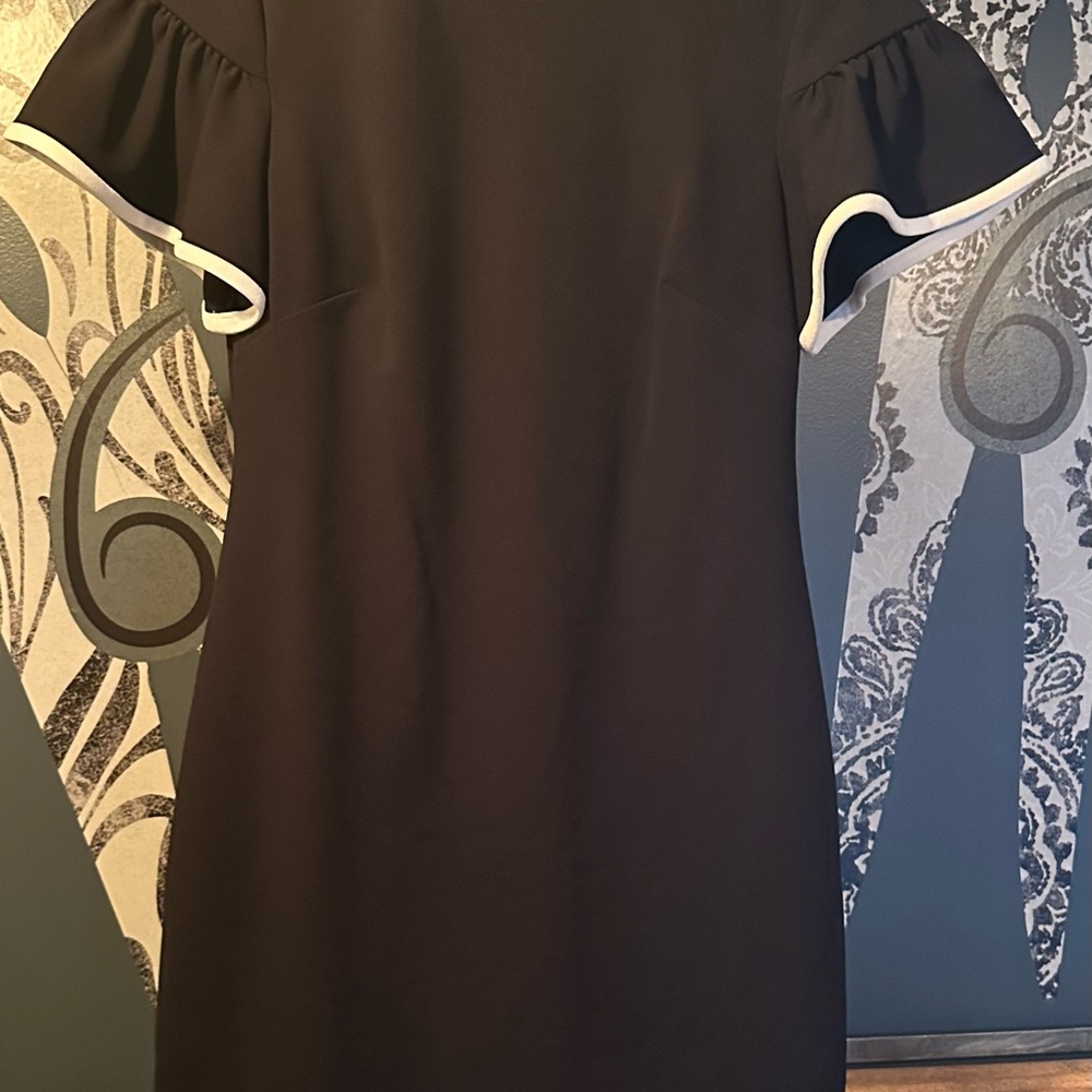 Calvin Klein Black Sheath Dress with Flutter Sleeves